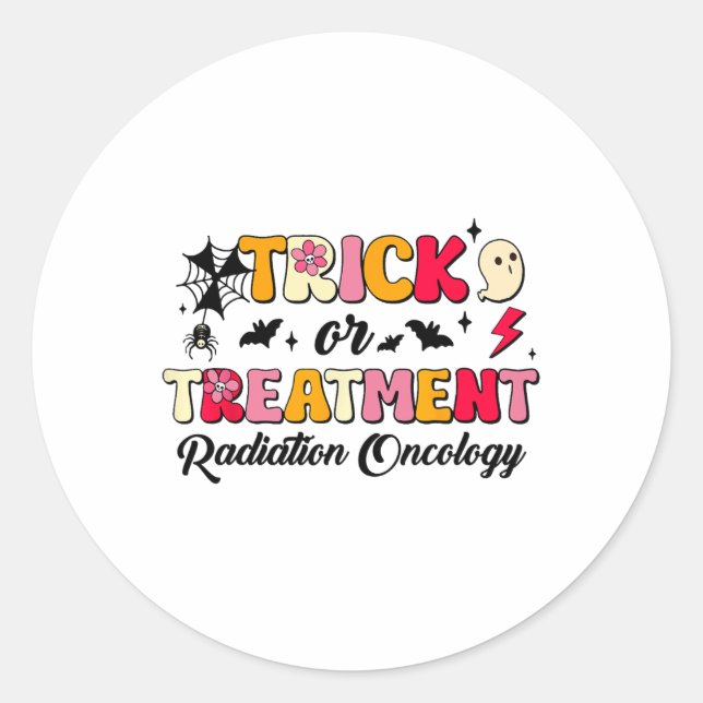 Adesivo Redondo Halloween De Oncologia De Trick Ou De Tratamento (Frente)
