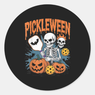 Adesivo Redondo Halloween De Pickleball Para Homens