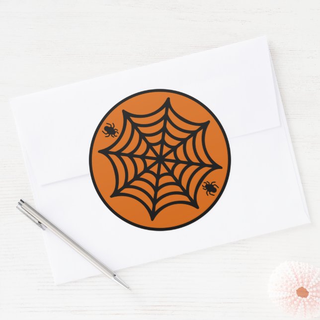Adesivo Redondo Halloween de teia (Envelope)