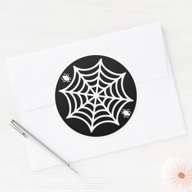 Adesivo Redondo Halloween de teia (Envelope)