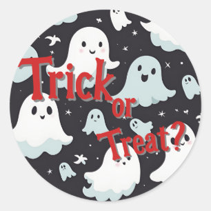 Adesivo Redondo Halloween de Trick Treat House Assombrado