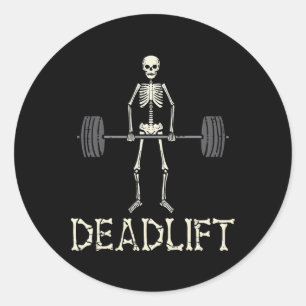 Adesivo Redondo Halloween Deadelevador Skeleton Gym Workout Figuru