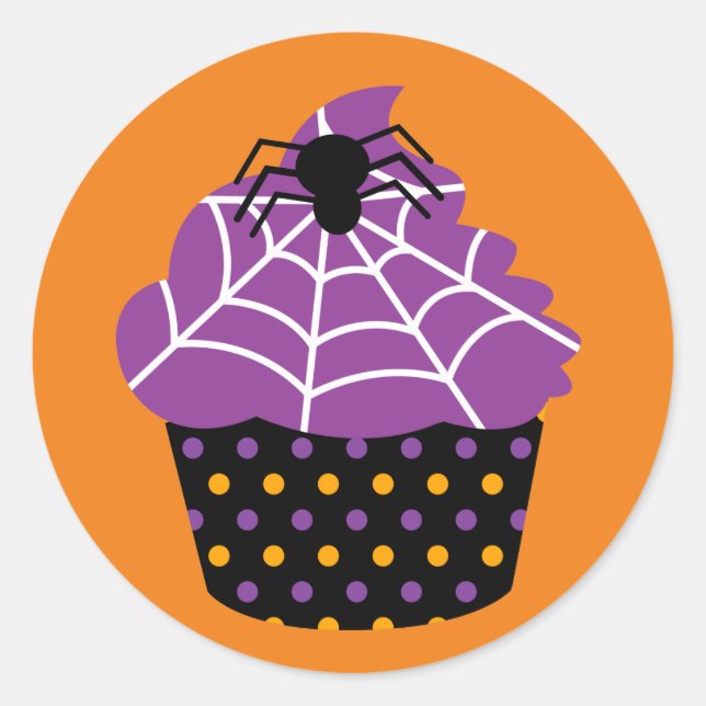 Adesivo Redondo Halloween do cupcake de aranha (Frente)