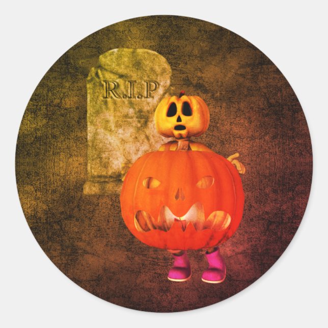 Adesivo Redondo Halloween Do Homem De Bomba (Frente)