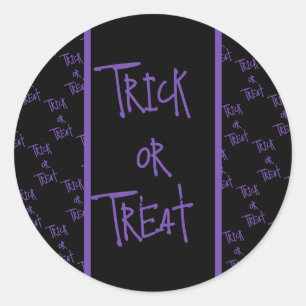 Adesivo Redondo Halloween doces ou travessuras preto e roxo