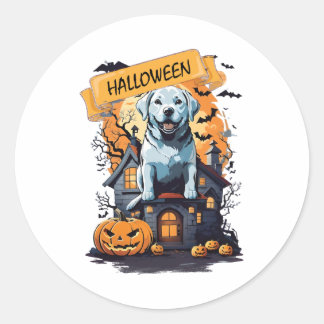 ADESIVO REDONDO HALLOWEEN E CÃO