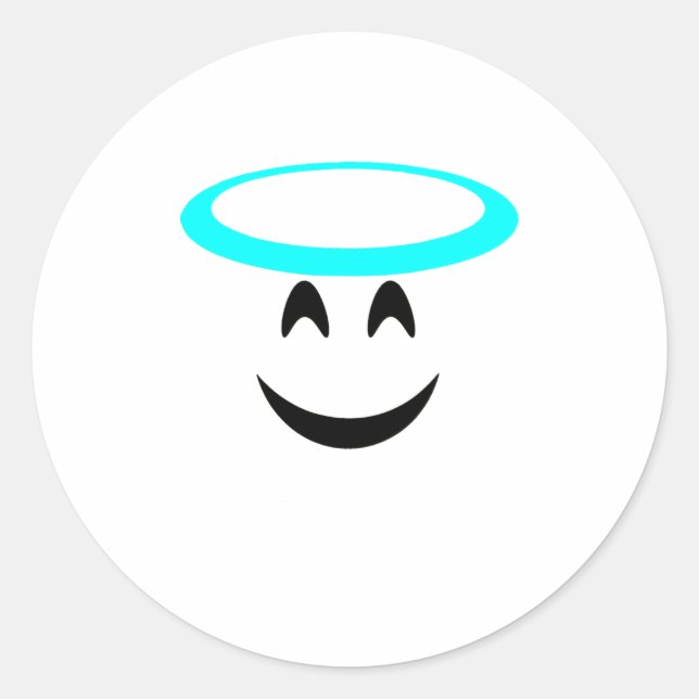 Adesivo Redondo Halloween Emoji Costume Sorrindo Cara Halo (Frente)