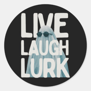 Adesivo Redondo Halloween Engraçado Lurk Ao Vivo Ria Com O Fantasm