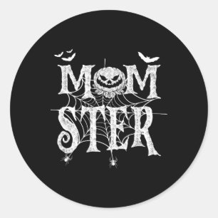 Adesivo Redondo Halloween Engraçado Para Mamãe Monstro Pumpkin Mãe