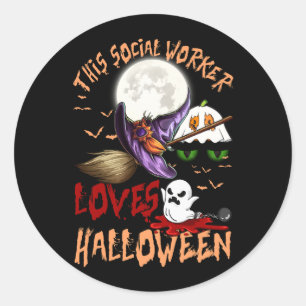 Adesivo Redondo Halloween Este Trabalhador Social Adora Halloween