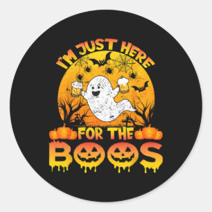 Adesivo Redondo Halloween Estou aqui para o Fantasma Engraçado dos