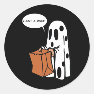 Adesivo Redondo Halloween Eu Tenho Um Fantasma De Rock