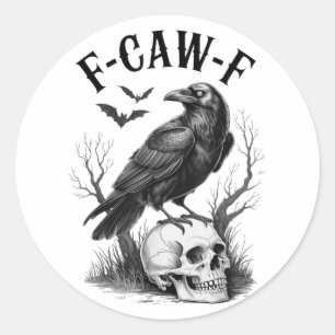 Adesivo Redondo Halloween F Caw F Black Bird F-caw-f Crow Women Me