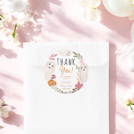 Adesivo Redondo Halloween Fantasma obrigado chá de fraldas bonito 