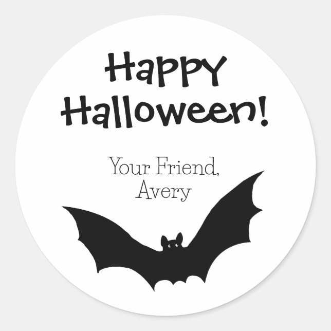 Adesivo Redondo Halloween Feliz do Bat Personalizado (Frente)