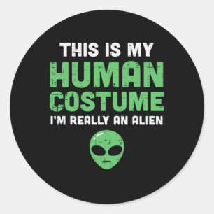 Adesivo Redondo Halloween Figurume Humano Sou Alienígena Homens En