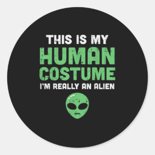 Adesivo Redondo Halloween Figurume Humano Sou Alienígena Homens En
