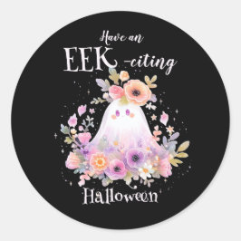 Adesivo Redondo Halloween Floral Ghost