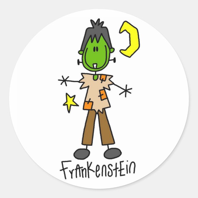 Adesivo Redondo Halloween Frankenstein Stick (Frente)