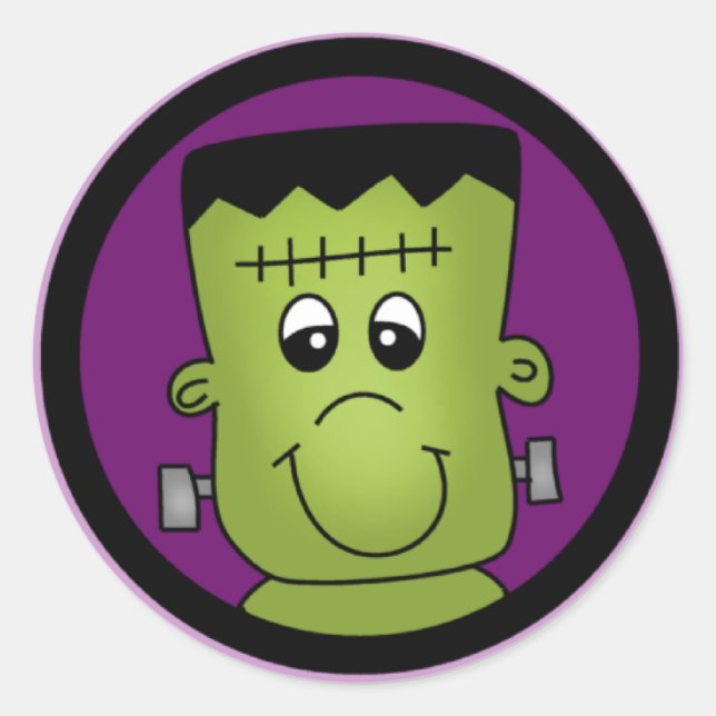 Adesivo Redondo Halloween Frankie Camisetas e presentes (Frente)