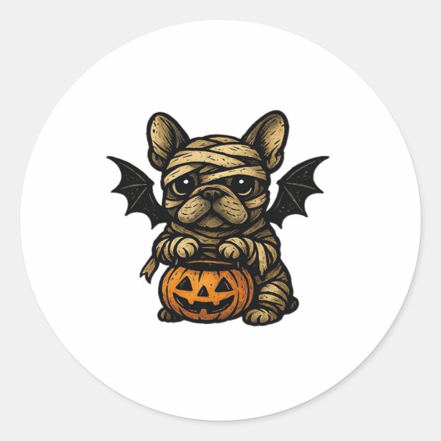 Adesivo Redondo Halloween French Bulldog � Cute Spooky Dog Art Cla (Frente)