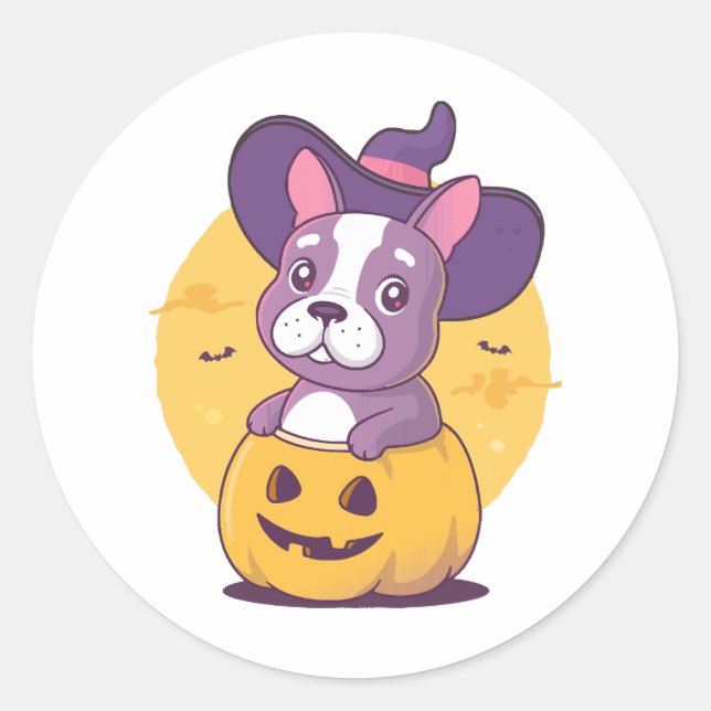 Adesivo Redondo Halloween Frenchie (Frente)