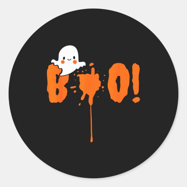 Adesivo Redondo Halloween Funny Cute Ghost Boo! Design Gift  (Frente)