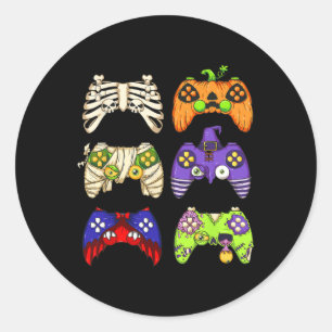 Adesivo Redondo Halloween Gaming Controller Men Meninos Gamer Ha
