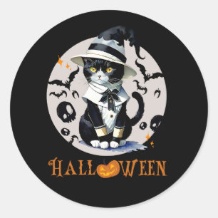 Adesivo Redondo halloween gato