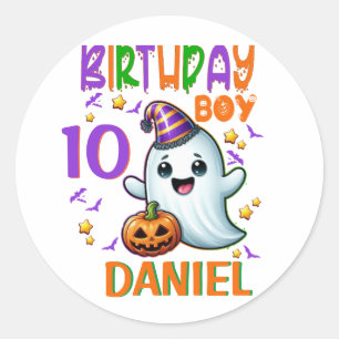 Adesivo Redondo Halloween Ghost Birthday Boy Spooky Party Design