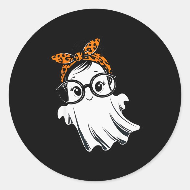 Adesivo Redondo Halloween Ghost Gles Girl Ghost Costume Eyegl Wome (Frente)