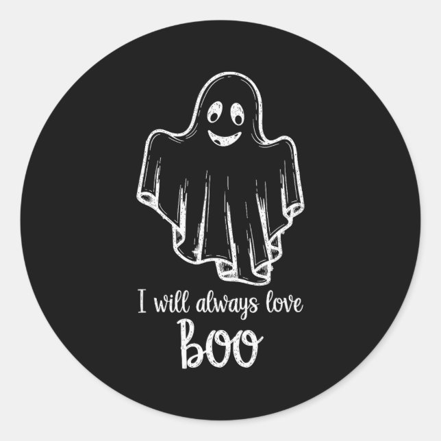 Adesivo Redondo Halloween Ghost I Will Always Love Boo  (Frente)