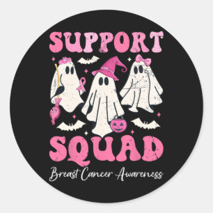 Adesivo Redondo Halloween Ghost Pink Witat Support Squad Breas