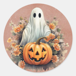 Adesivo Redondo Halloween Ghost Pumpkin Festivo