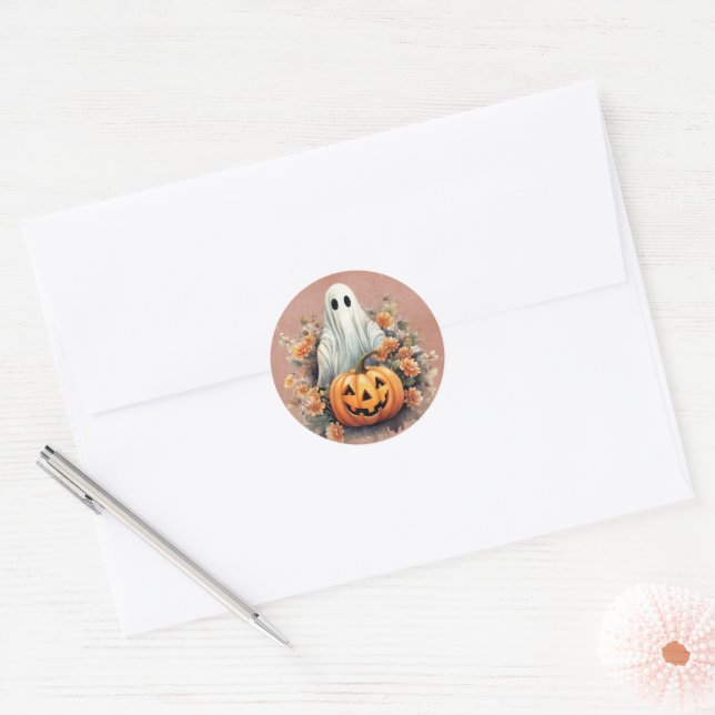 Adesivo Redondo Halloween Ghost Pumpkin Festivo (Envelope)