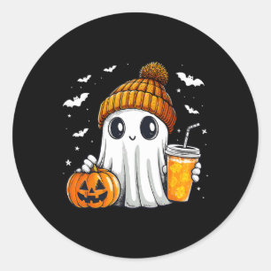 Adesivo Redondo Halloween Ghost Pumpkin Spice Latino outono Co