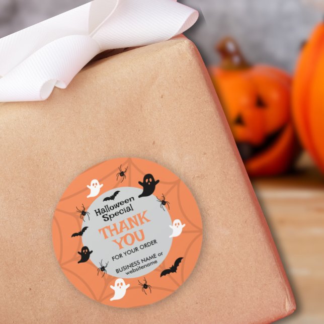 Adesivo Redondo Halloween Ghost Spooky Vibes Obrigado (Criador carregado)