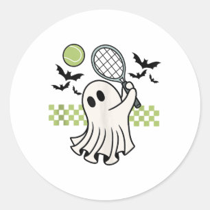Adesivo Redondo Halloween Ghost Tênis Player Retro Spooky Season