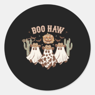 Adesivo Redondo Halloween Ghost Western Cowboy Fantasma Boo Haw Sp