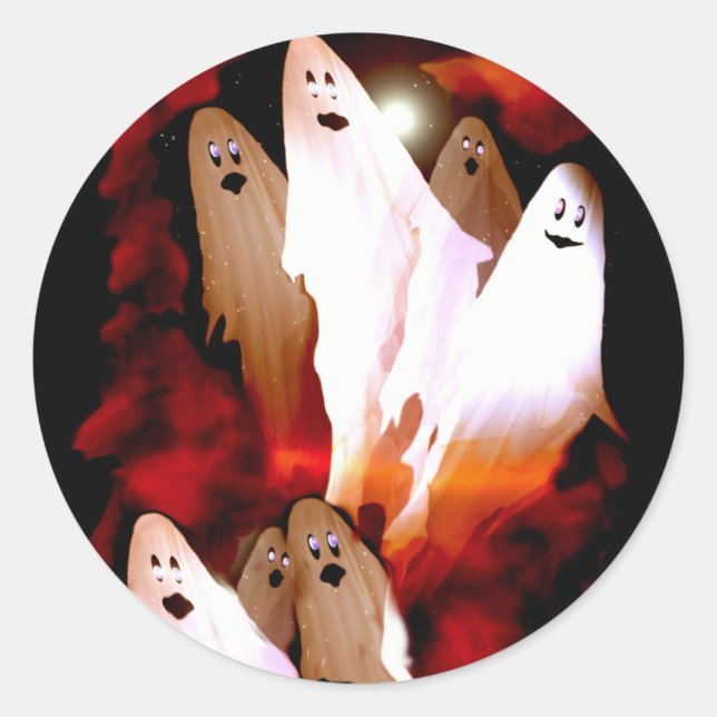 Adesivo Redondo Halloween Ghosts (Frente)