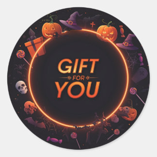 Adesivo Redondo Halloween "Gift For You"