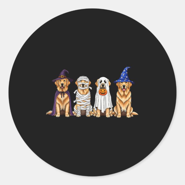 Adesivo Redondo Halloween Golden Retriever Ghost Soky Dog Lovers D (Frente)