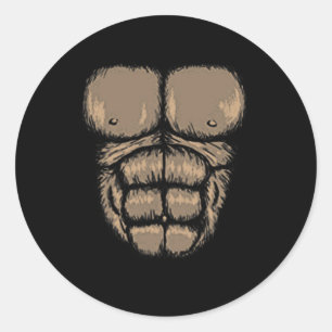 Adesivo Redondo Halloween Gorilla Chest Costume Cute Monkey Muscul