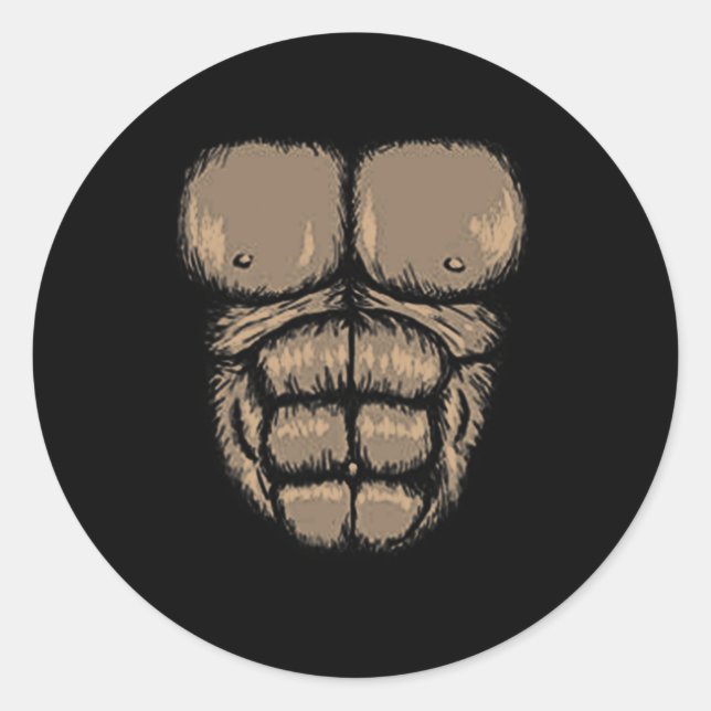 Adesivo Redondo Halloween Gorilla Chest Costume Cute Monkey Muscul (Frente)