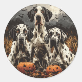 Adesivo Redondo Halloween - Grande Dane Dogs Jack O Lantern