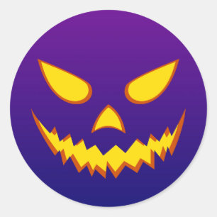 Adesivo Redondo Halloween Grinning Face Jack o Lanterna Pumpkin