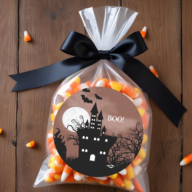 Adesivo Redondo Halloween Haunted House (BOO! Happy Halloween Haunted Castle Stickers)