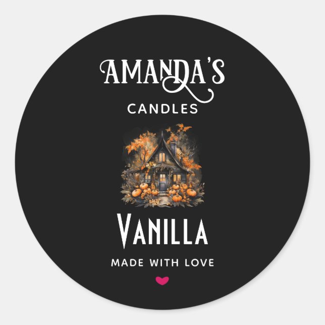 Adesivo Redondo Halloween Haunted House Candle Business (Frente)