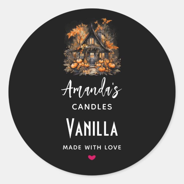 Adesivo Redondo Halloween Haunted House Candle Business (Frente)