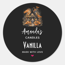 Adesivo Redondo Halloween Haunted House Candle Business